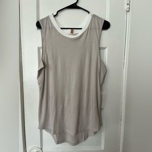 SOLD EB Lunya Organic Pima Cotton Light Grey Ringer Muscle Tee sz S
